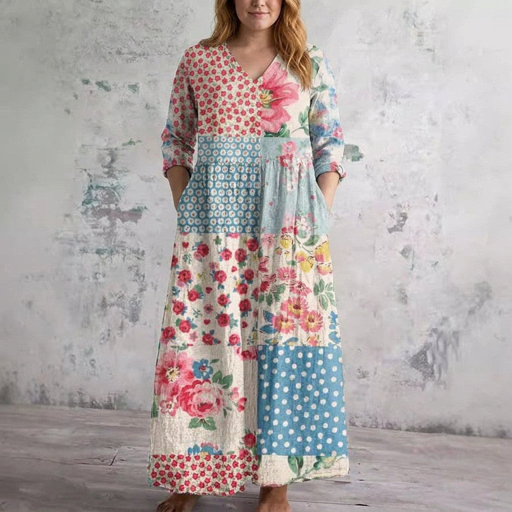 Vestido Largo Patchwork Floral Rosalie