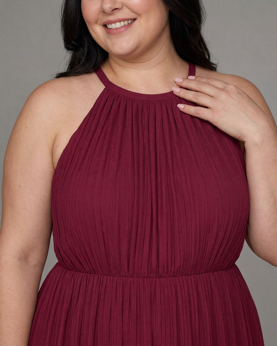 Mono Escote Halter Plisado Sylvara