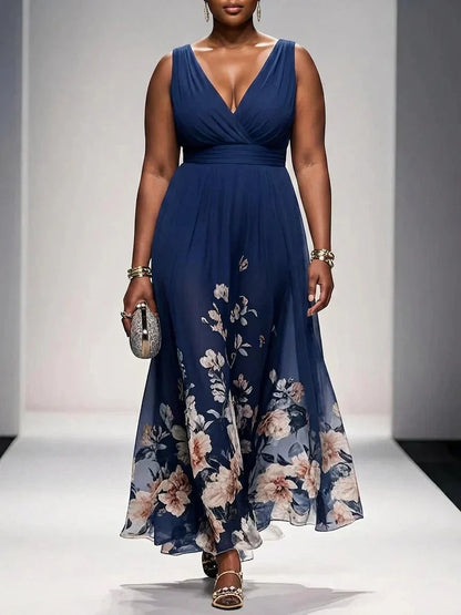 Vestido Largo Floral de Gasa Rose
