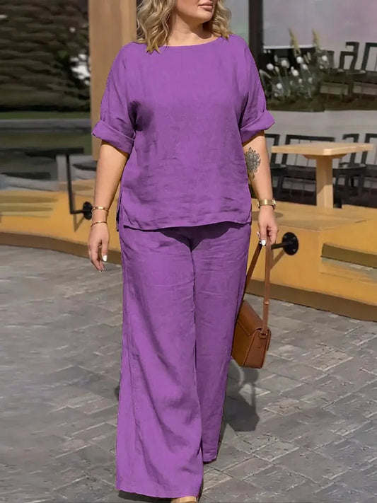 Conjunto de Pantalón Cuello Redondo Erica