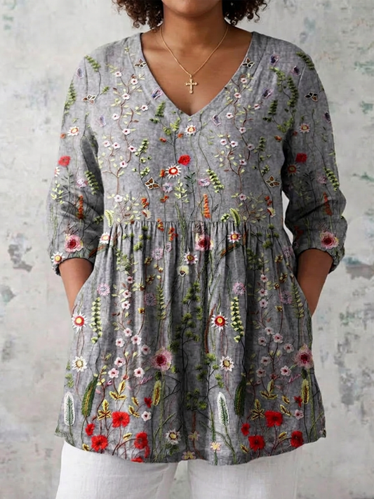 Blusa Larga con Escote en V Amelie