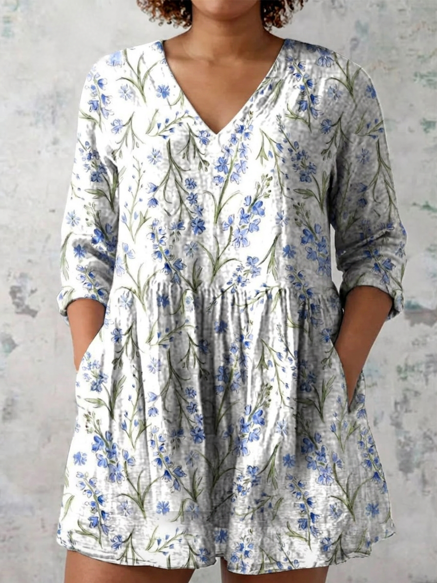 Blusa Larga con Escote en V Jeanne