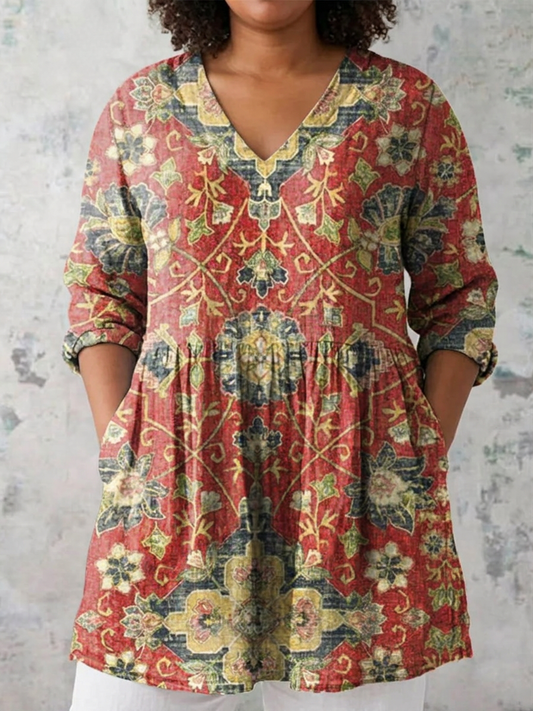 Blusa Larga con Escote en V Lea