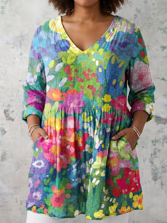 Blusa Larga con Escote en V Maelle