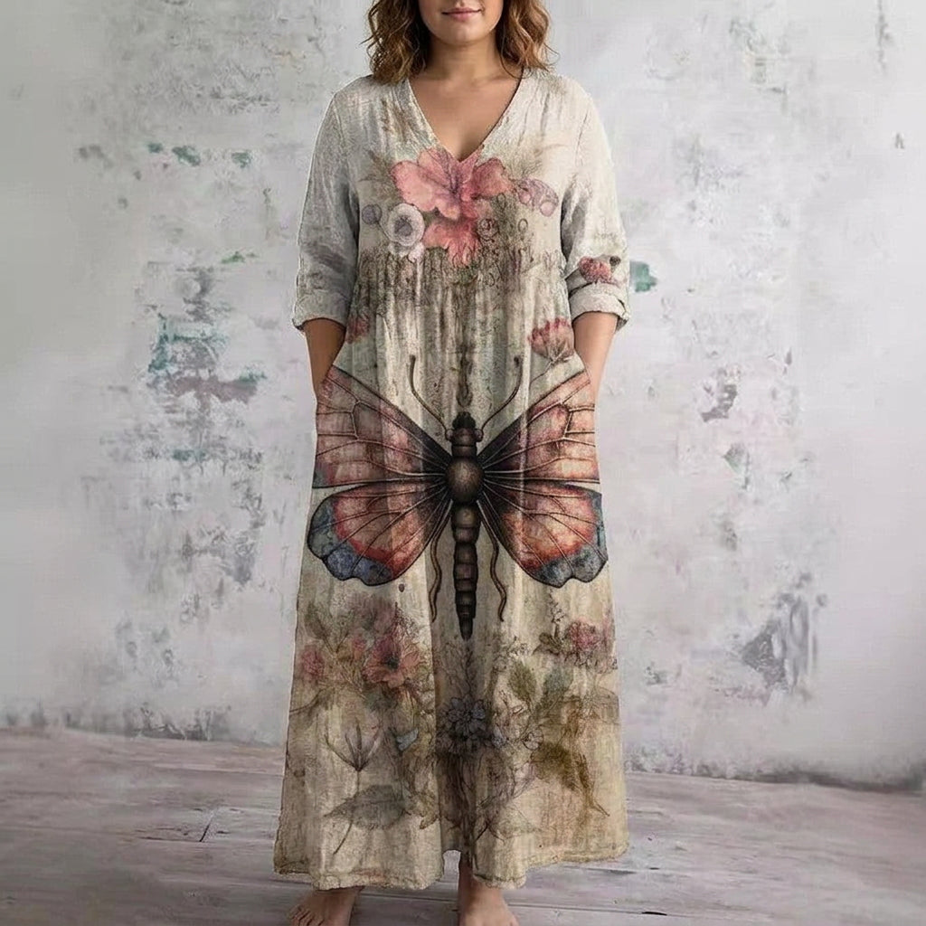 Vestido Largo Floración Mariposa Seraphina