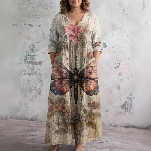 Vestido Largo Floración Mariposa Seraphina