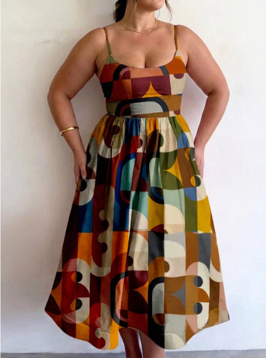 Marcelline | Vestido Midi Geométrico Moderno