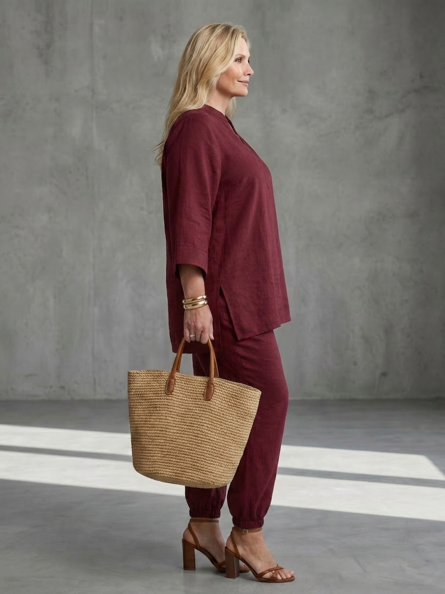 Georgiana | Conjunto Túnica Escote V y Pantalón Fruncido
