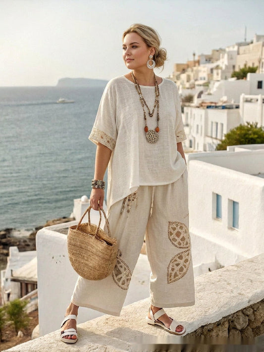 Elarisse | Conjunto Costero Boho Bordado