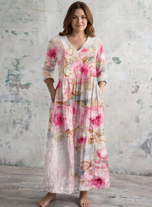 Vestido Largo Floración Acuarela Rosabelle