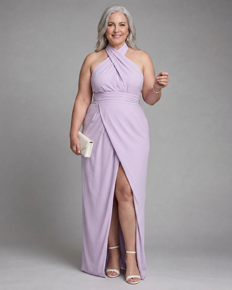 Vestido Midi Escote Halter Vaelora