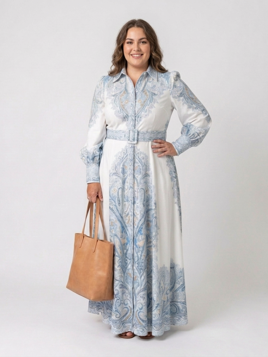 Sierra | High Neck Printed Long Sleeve Maxi Dress