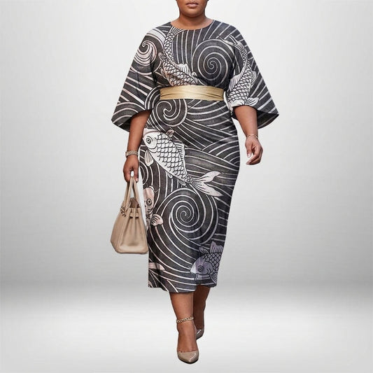 Noiré | Vestido Midi Koi Artístico