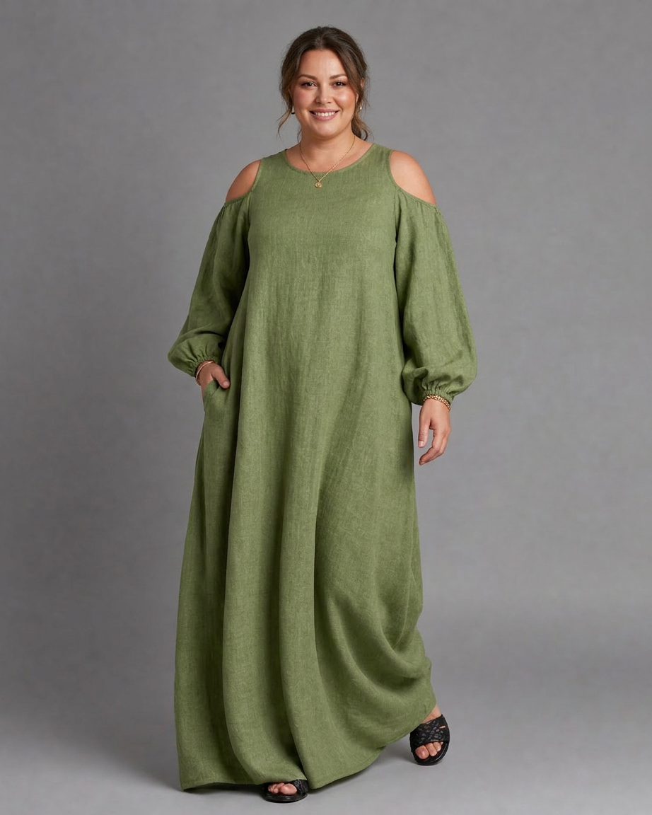 Vestido Largo Manga Abullonada Sylphine