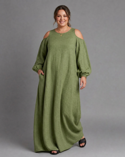Vestido Largo Manga Abullonada Sylphine