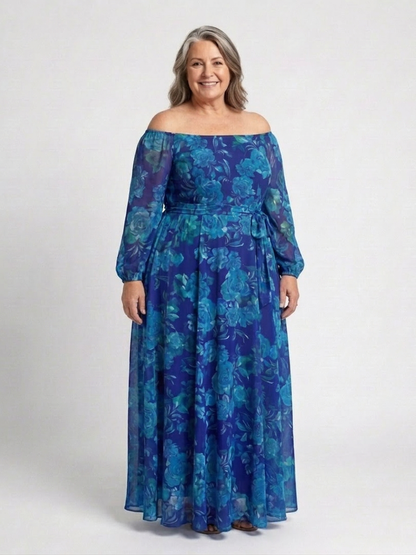 Aspen | Vestido Maxi Floral con Hombros al Aire