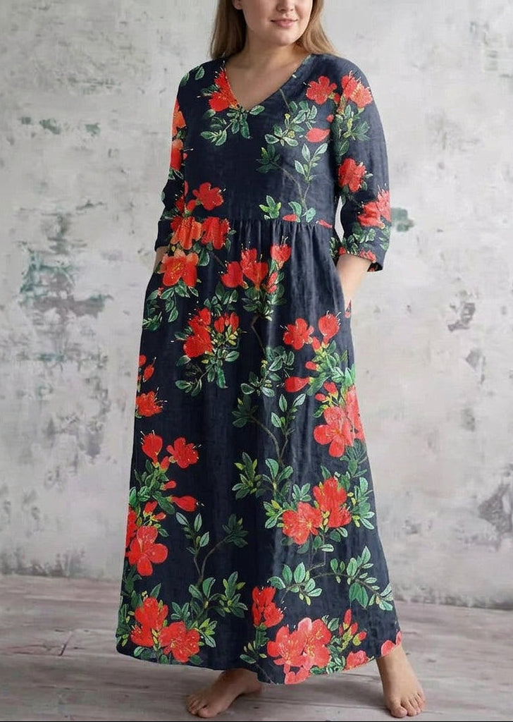 Vestido Largo Floración Escarlata Valerina