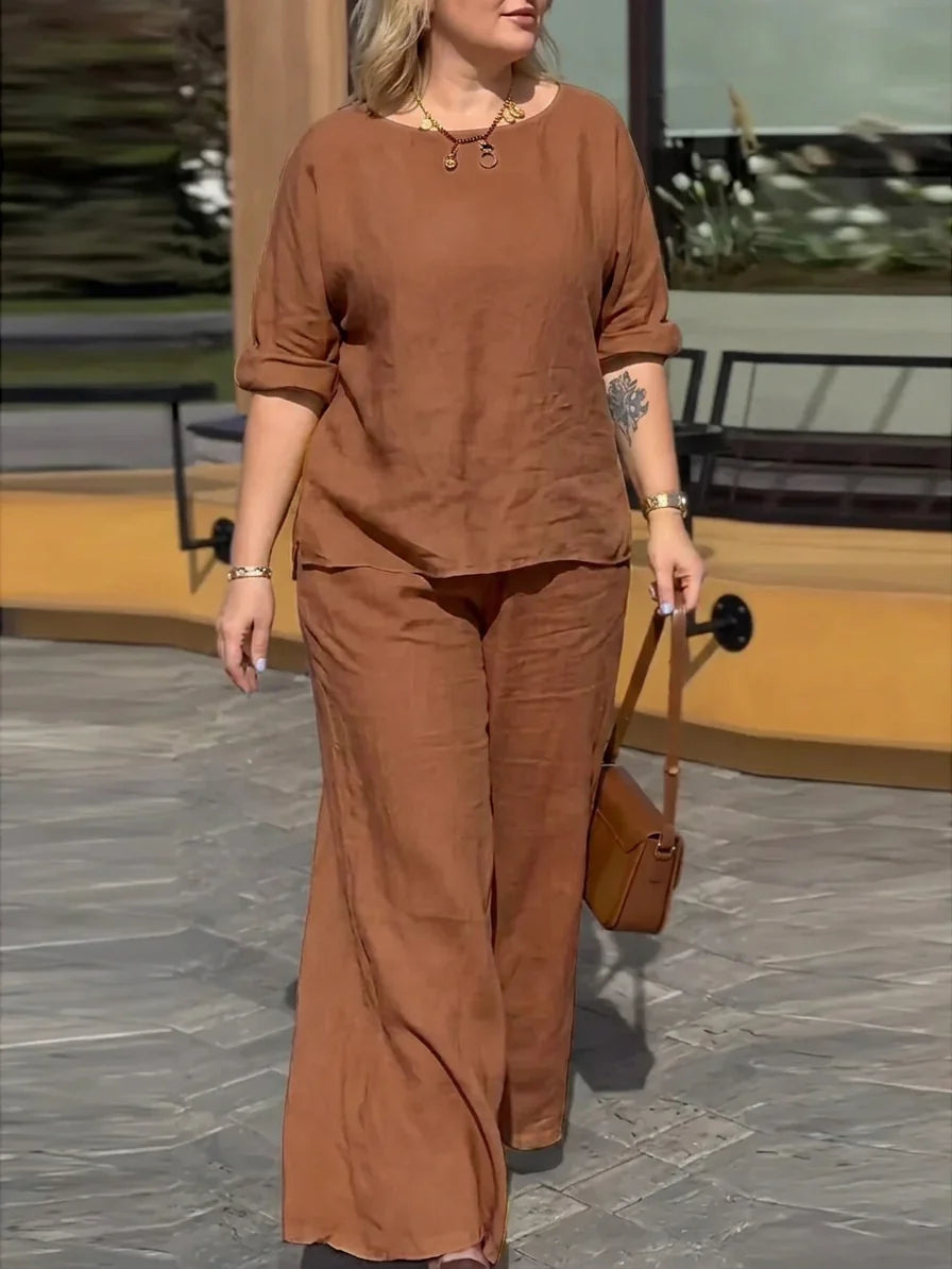 Conjunto de Pantalón Cuello Redondo Kimberly