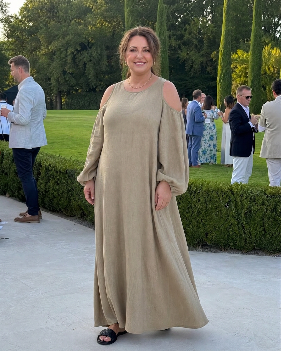 Vestido Largo Manga Abullonada Sylphine