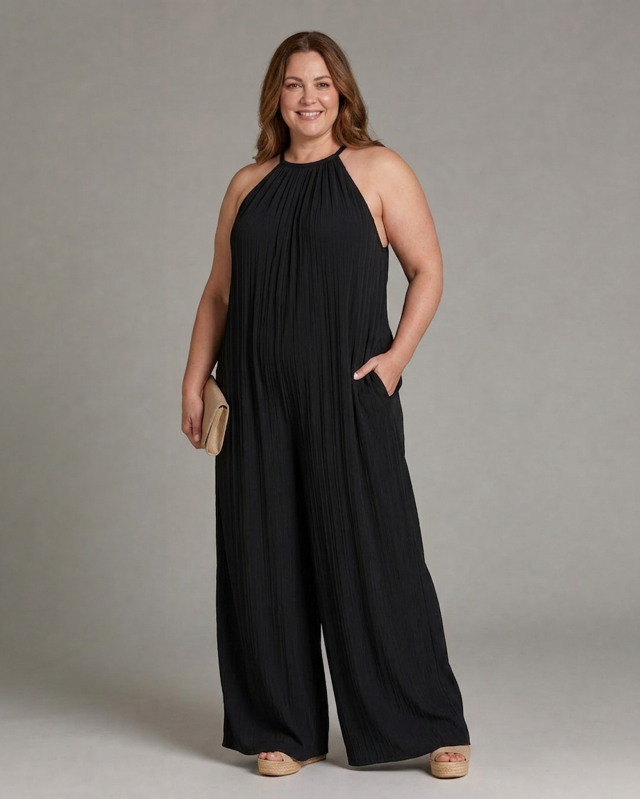 Mono Escote Halter Plisado Sylvara