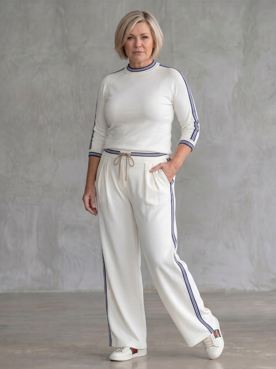 Eirlys | Conjunto Top Ajustado Manga Larga y Pantalón Ancho