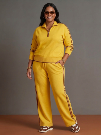 Rain | Conjunto Manga Larga con Cuello Zip y Pantalón a Rayas