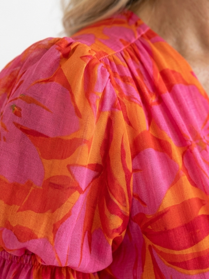 Willow | Vestido Midi Floral con Manga Abullonada
