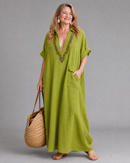 Vestido Midi Bordado Elakeja