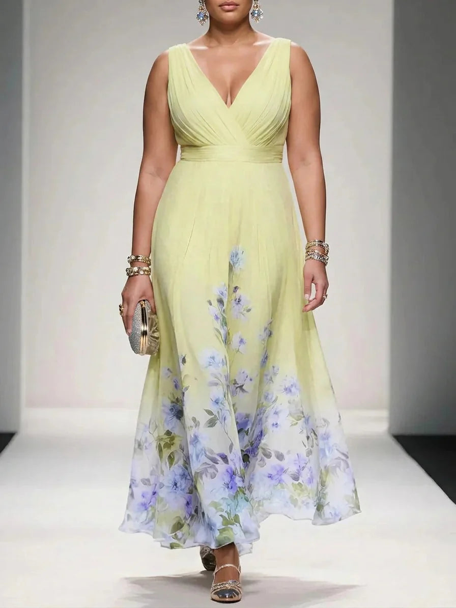 Vestido Largo Floral de Gasa Rose