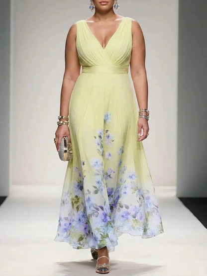 Vestido Largo Floral de Gasa Rose