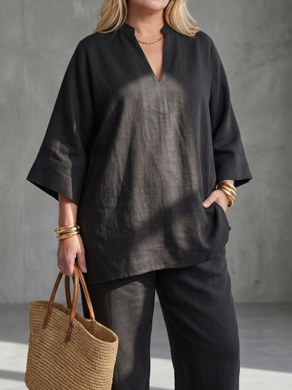 Georgiana | Conjunto Túnica Escote V y Pantalón Fruncido
