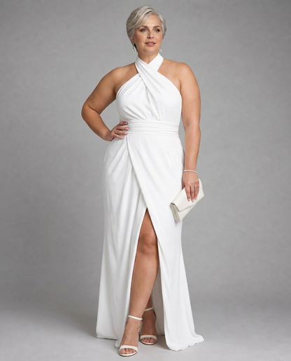 Vestido Midi Escote Halter Vaelora