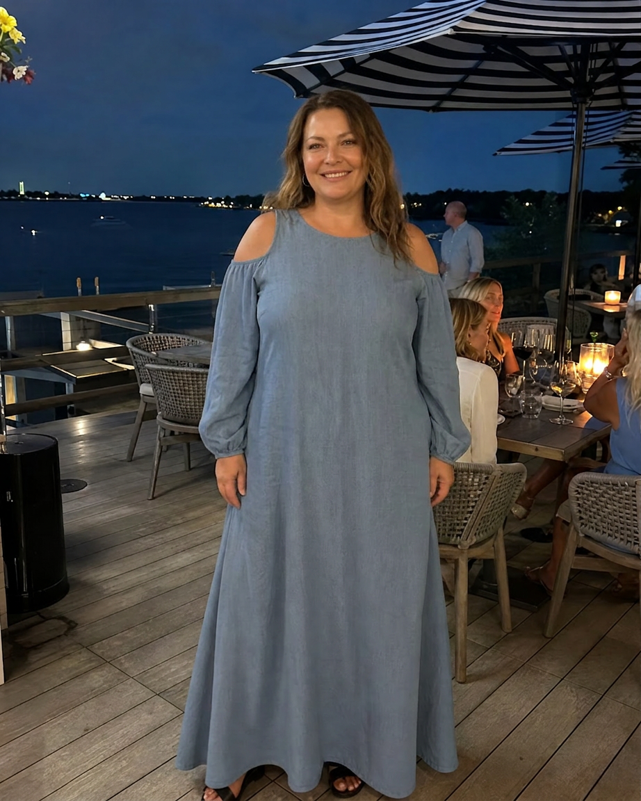Vestido Largo Manga Abullonada Sylphine