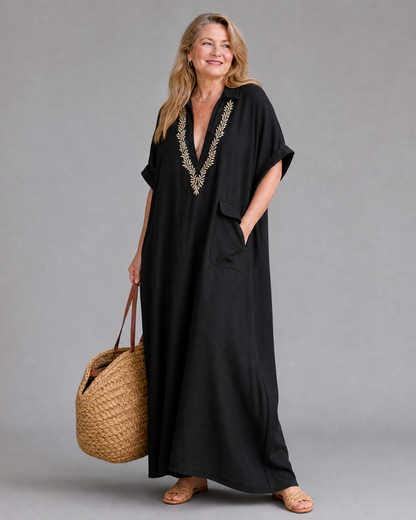 Vestido Midi Bordado Elakeja