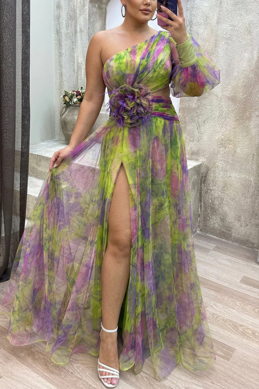 Vestido Largo Floral Plisado Grace