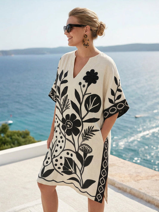 Aurea | Vestido Mini Botánico con Contraste