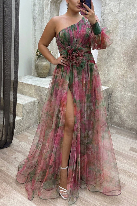 Vestido Largo Floral Plisado Grace