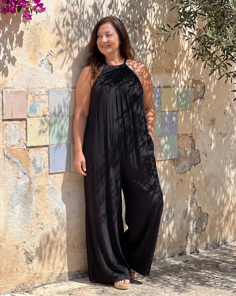 Mono Escote Halter Plisado Sylvara