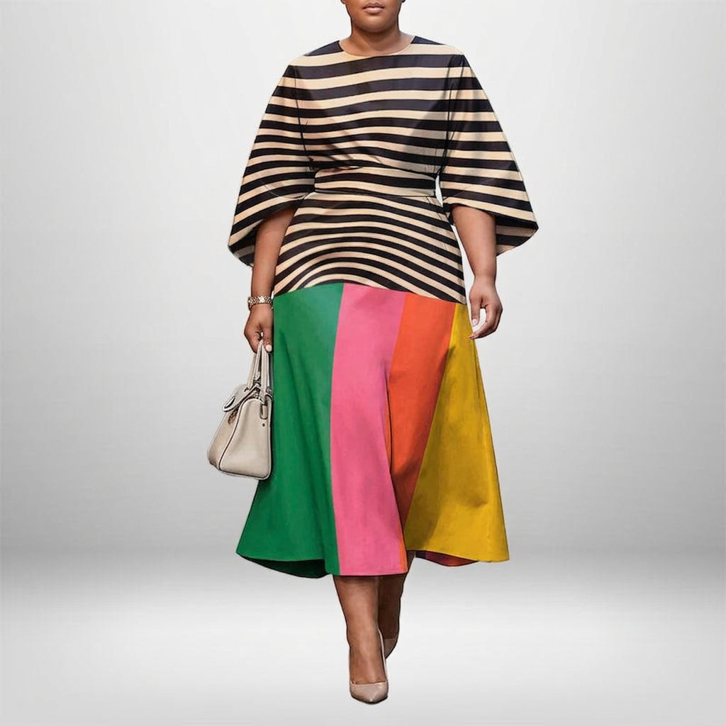 Valenza | Vestido Midi Color Block a Rayas