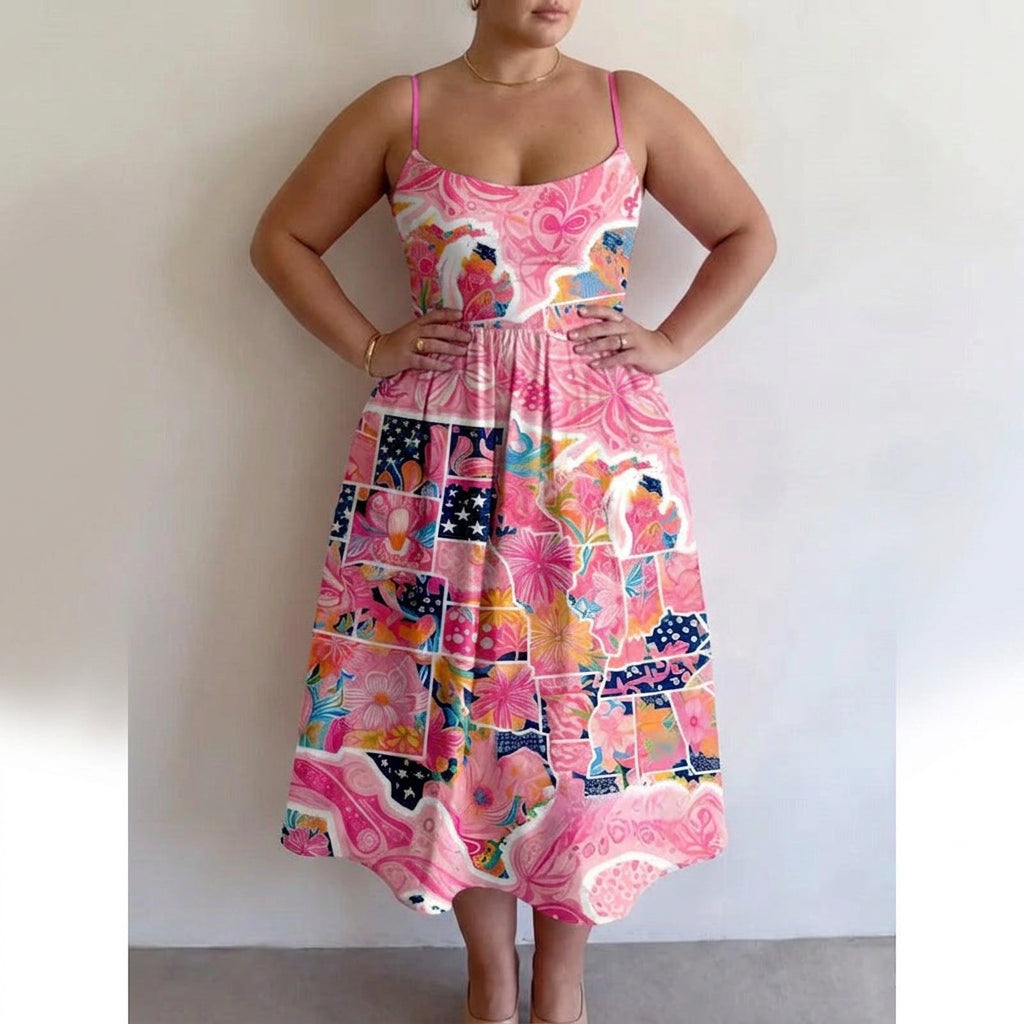 Rosavelle | Vestido Midi Jardín Rosado