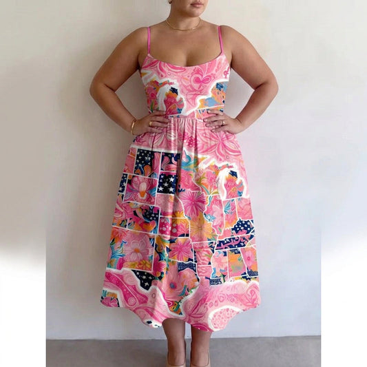 Rosavelle | Vestido Midi Jardín Rosado