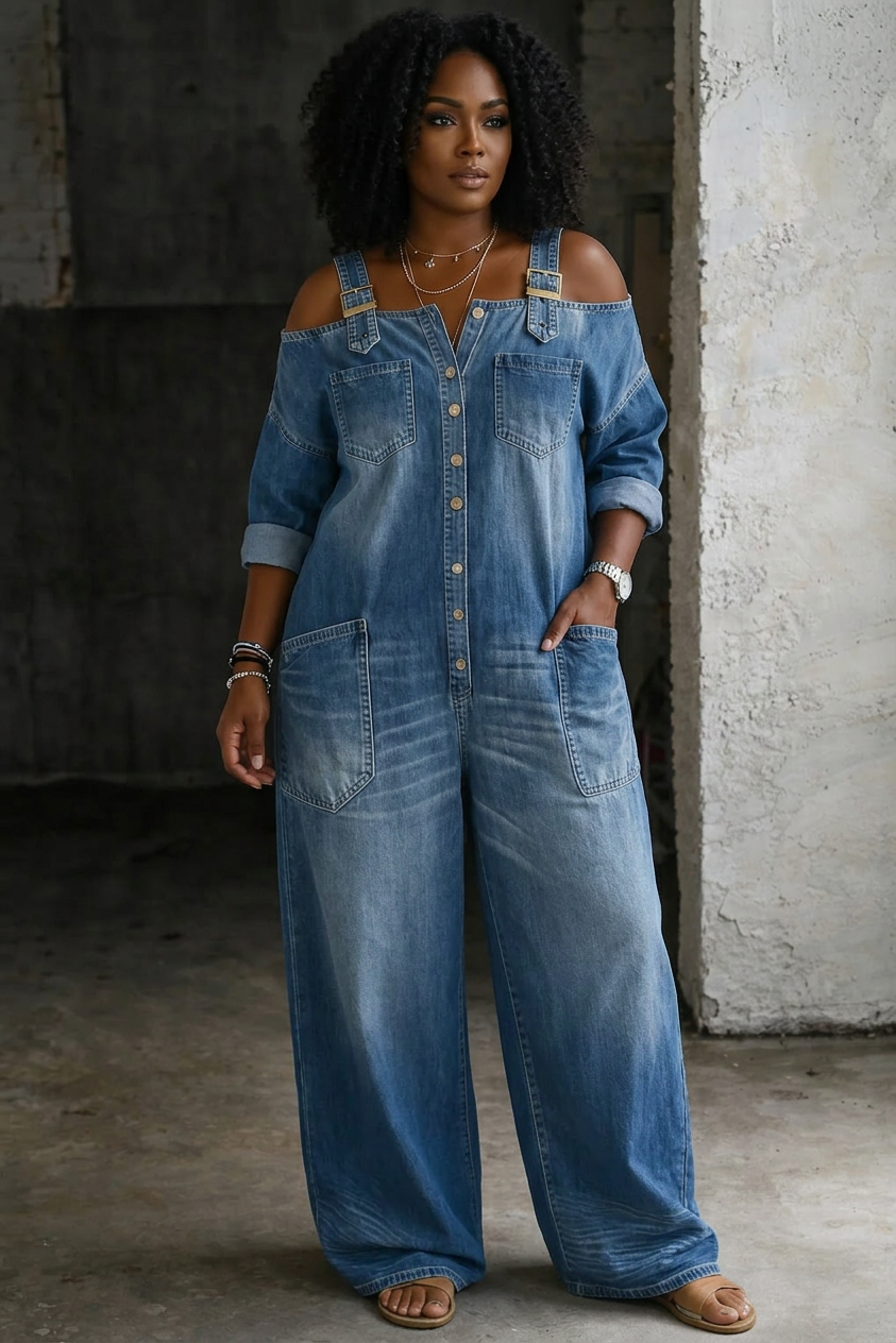 Mono Camisero Vaquero Hombros Descubiertos Stephanie