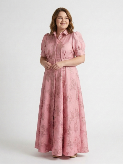 Xanthea | Vestido Maxi Camisero Floral con Cinturón