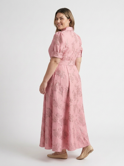 Xanthea | Vestido Maxi Camisero Floral con Cinturón