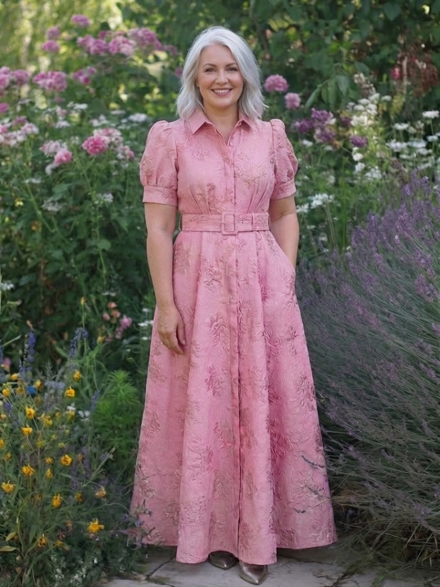 Xanthea | Vestido Maxi Camisero Floral con Cinturón