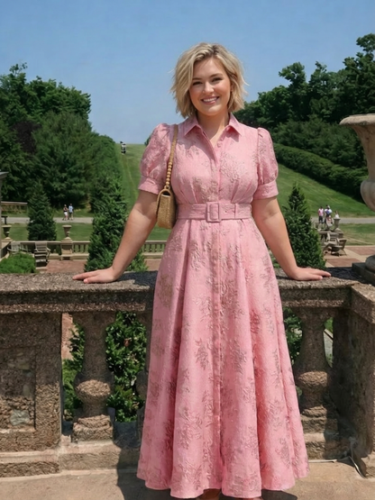 Xanthea | Vestido Maxi Camisero Floral con Cinturón