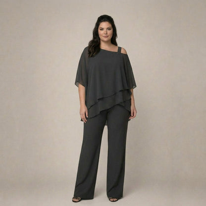 Clara | Conjunto Elegante con Blusa en Capas