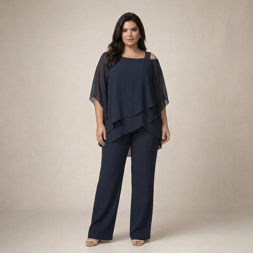 Clara | Conjunto Elegante con Blusa en Capas