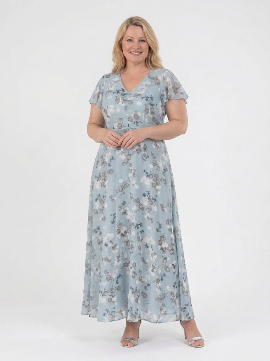 Ismeria | Vestido Maxi de Gasa Floral