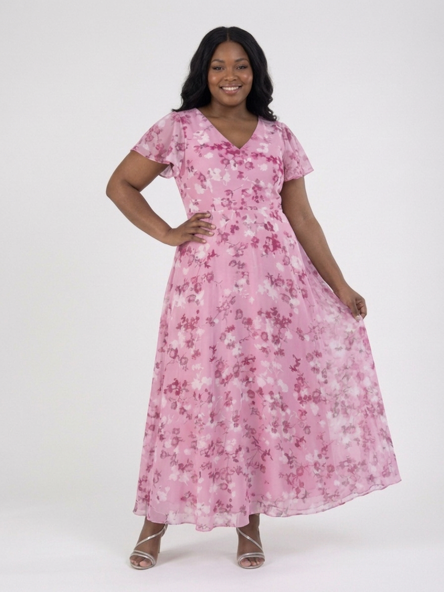 Ismeria | Vestido Maxi de Gasa Floral